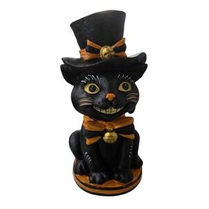 Johanna Parker Style Vintage Retro Black Cat Figurine Resin Table Decor 10‎ inch